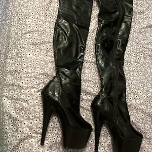 Thigh high leather boots (6 inches / double stack)
